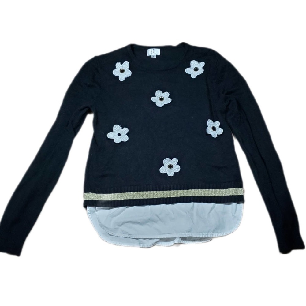 YAL New York floral applique layered look sweater S SMALL